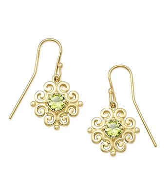 James Avery 14K Gold Scrolled Ear Hooks with August Birthstone