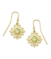 James Avery 14K Gold Scrolled Ear Hooks with August Birthstone