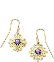 James Avery 14K Gold Scrolled Ear Hooks with June Birthstone