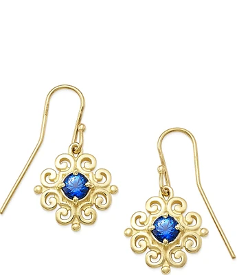 James Avery 14K Gold Scrolled Ear Hooks with September Birthstone