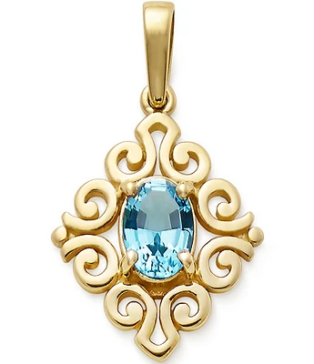 James Avery 14K Gold December Birthstone Scrolled Pendant