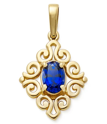 James Avery 14K Gold September Birthstone Scrolled Pendant