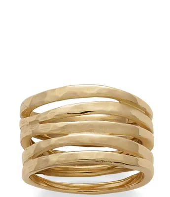 James Avery 14K Gold Stacked Hammered Ring