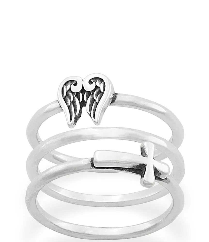 Angel Wings and Horizon Cross Ring Set in Sterling Silver | James Avery
