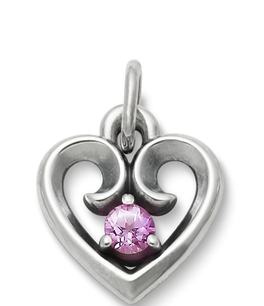 James Avery Avery Remembrance Heart October Birthstone with Lab-Created Pink Sapphire Charm