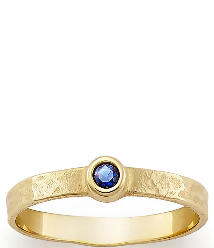 James Avery September Birthstone Blue Sapphire 14K Hammered Ring