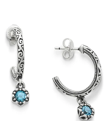 James Avery Cherished Blue Topaz December Birthstone Hoop Earrings