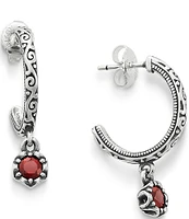 James Avery Cherished Garnet November January Birthstone Hoop Earrings