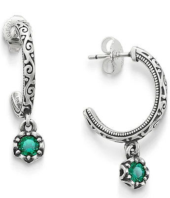 James Avery Cherished Lab-Created Emerald May Birthstone Hoop Earrings