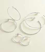 James Avery Classic Sterling Silver Hammered Hoop Earrings, Extra Large