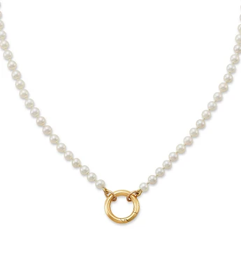 James Avery Cultured Pearl Changeable Charm Holder Short Pendant Necklace