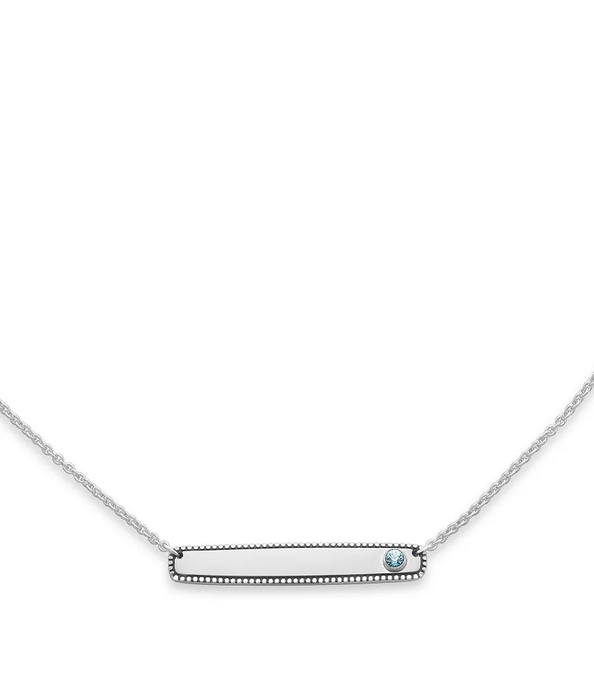 James Avery December Birthstone Blue Zircon Engravable Horizon Necklace