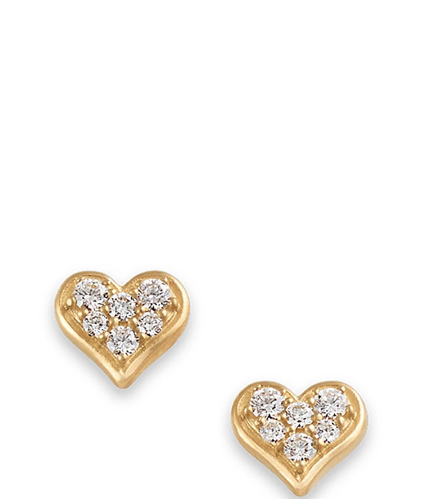 James Avery Delicate Pave Diamond 14K Gold Heart Stud Earrings