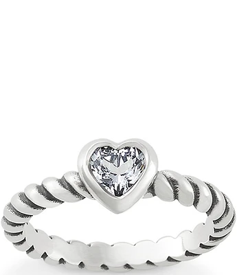 James Avery Heart Twisted Wire Ring with Lab-Created White Crystal Sapphire