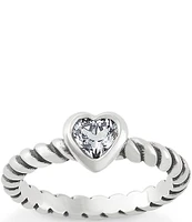 James Avery Heart Twisted Wire Ring with Lab-Created White Crystal Sapphire