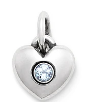 James Avery Keepsake Heart Charm March Birthstone with Lab-Created Aqua Spinel