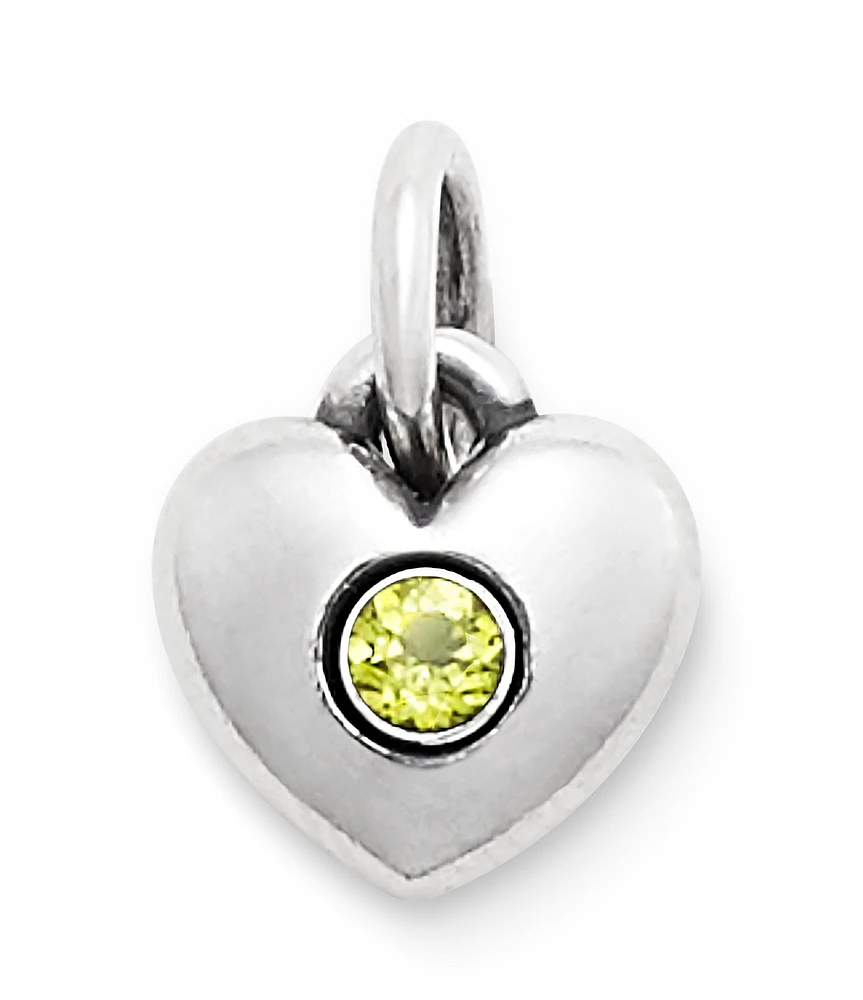 James Avery Keepsake Heart August Birthstone with Peridot Charm