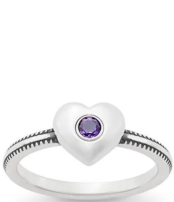 James Avery Keepsake Heart with Amethyst Ring