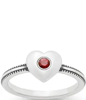 James Avery Keepsake Heart with Garnet Ring