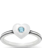 James Avery Keepsake Heart with Lab-Created Aqua Spinel Ring