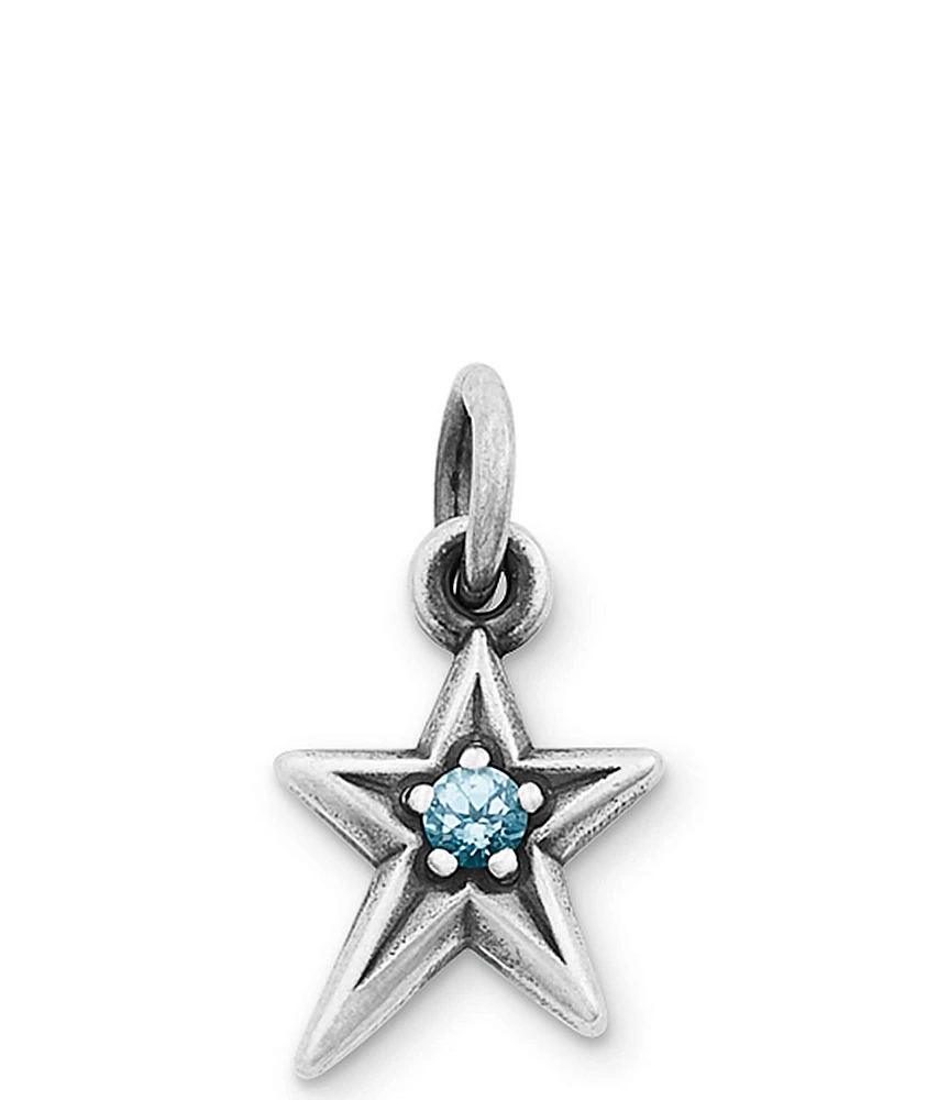 James Avery March Birthstone Lab Created Aqua Spinel Shining Star Charm