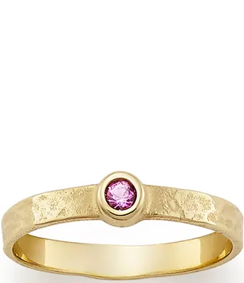 James Avery Pink Sapphire October Birthstone Hammered Ring