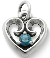 James Avery Remembrance Heart December Birthstone with Blue Zircon Charm