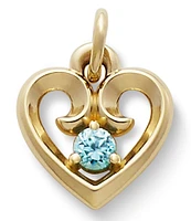 James Avery 14K Gold Remembrance Heart Pendant With Blue Zircon