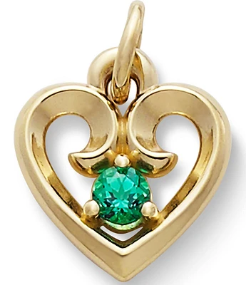 James Avery 14K Gold Remembrance Heart Pendant May Birthstone With Lab-Created Emerald