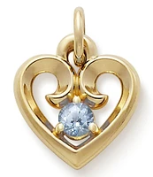 James Avery Remembrance Heart March Birthstone with Lab-Created Aqua Spinel