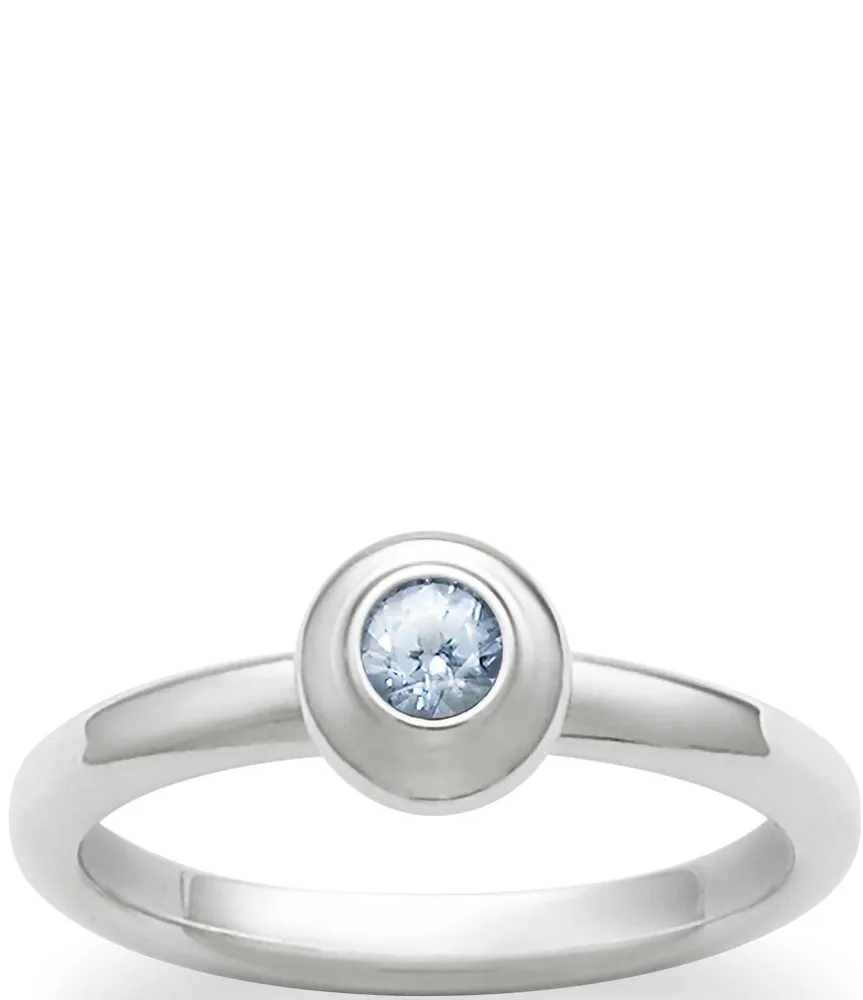 James Avery Remembrance Ring March Birthstone with Lab-Created Aqua Spinel