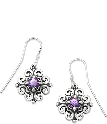 James Avery Scrolled Ear Hooks Sterling Silver With February Birthstone