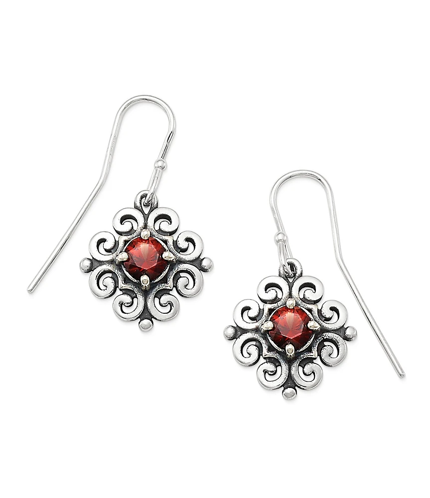 James Avery Scrolled Ear Hooks with January Birthstone