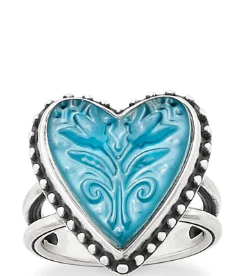 James Avery Sculpted Heart and Tulips Blue Triplet Ring