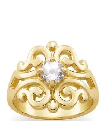 James Avery 14K Spanish Lace Ring April Birthstone with Lab-Created White Sapphire