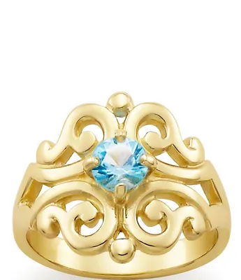 James Avery 14K Spanish Lace Ring December Birthstone with Blue Topaz