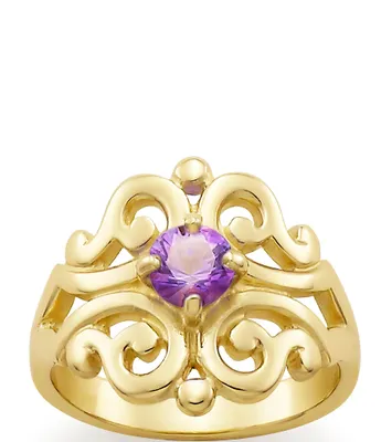 James Avery 14K Spanish Lace Ring February Birthstone with Amethyst