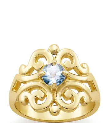 James Avery 14K Spanish Lace Ring March Birthstone with Lab-Created Aqua Spinel