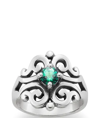 James Avery Spanish Lace Ring May Birthstone with Lab-Created Emerald