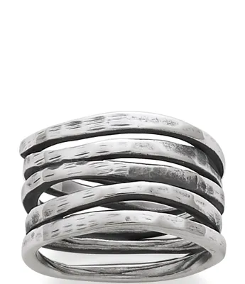 James Avery Stacked Sterling Silver Hammered Ring