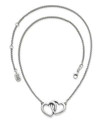 James Avery Sterling Silver Double Heart Linked Necklace