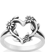 James Avery Sterling Silver Flowering Vines Heart Ring