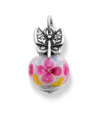 James Avery Sterling Silver Mariposa Finial with Pink Blossom Charm