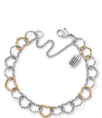 James Avery Twisted Wire Two Tone Connected Hearts Charm Bracelet