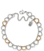 James Avery Twisted Wire Two Tone Connected Hearts Charm Bracelet