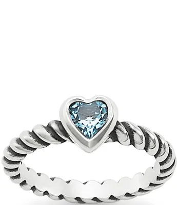 James Avery Twisted Wire Heart Blue Topaz Ring