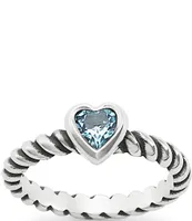 James Avery Twisted Wire Heart Blue Topaz Ring