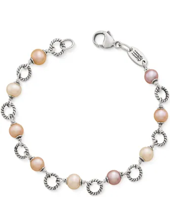 James Avery Twisted Wire Link Bracelet with Multi-Colored Cultured Pearls