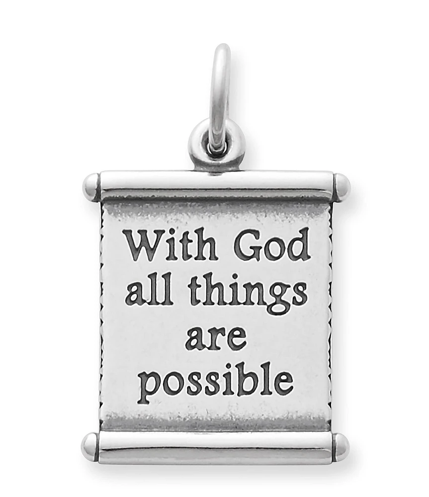 James Avery With God All Things Are Possible Scripture Scroll Sterling Silver Charm