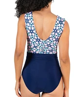 Janela Bay La Valencia V-Neck Open Back Ruched One Piece Swimsuit